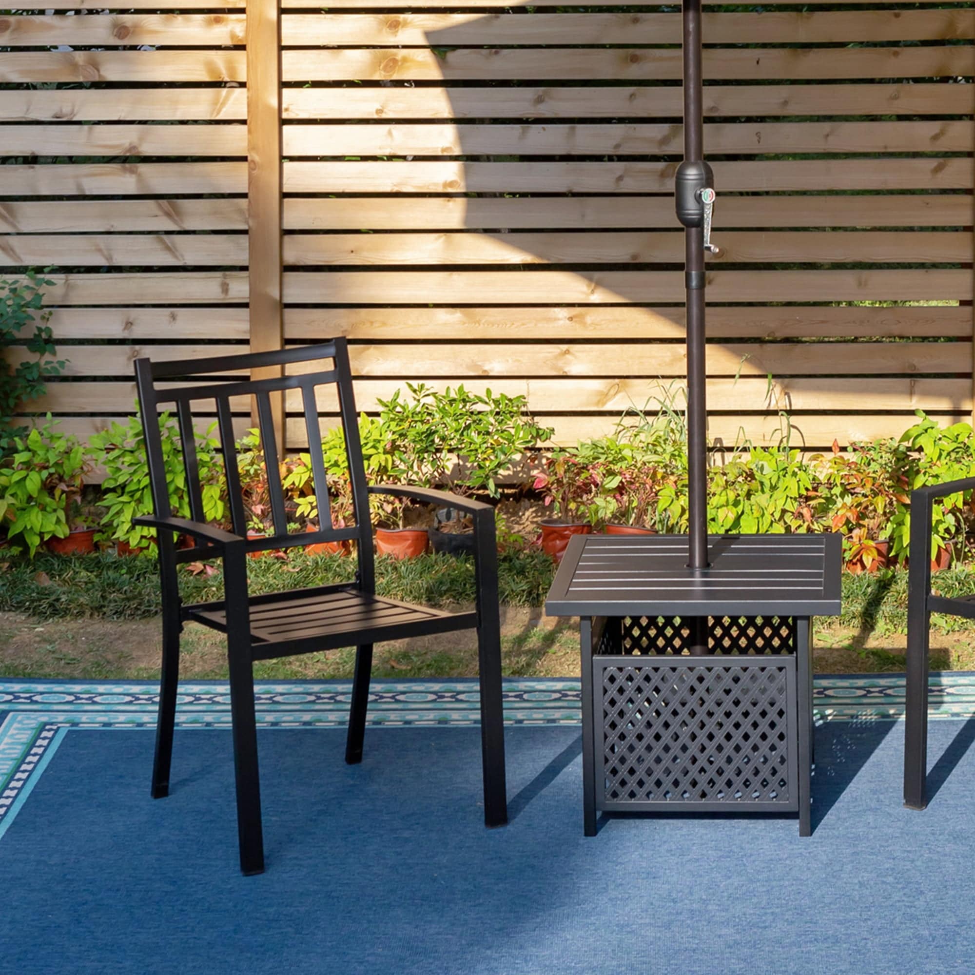 Outdoor Bistro Side Table Patio Umbrella Stand Table Bed Bath