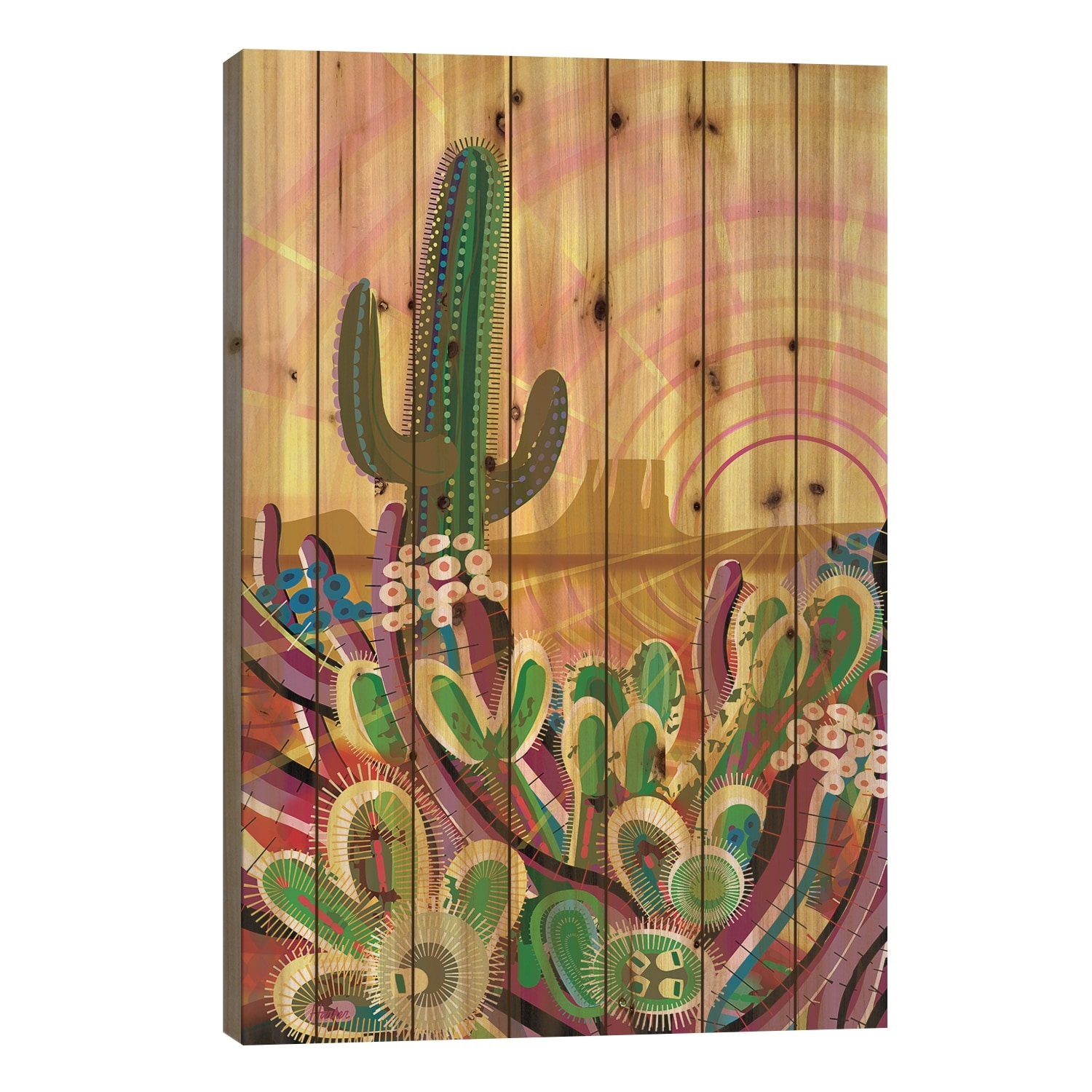 Zacaton Print On Wood by Charles Harker - Multi-Color