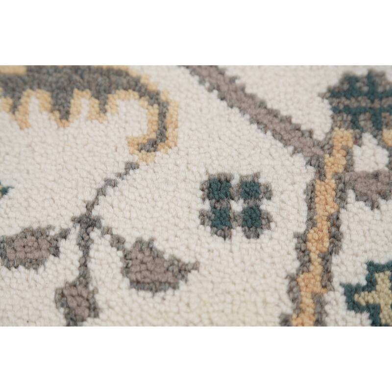Ivory Oushak Oriental Runner Rug Hand-Knotted Wool Carpet - 2'7" x 7'10"