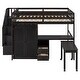preview thumbnail 51 of 58, Full Size Multifunctional Loft Bed with Wardrobe With Shelves,A Side Desk With 2 Drawers,A Movable Table