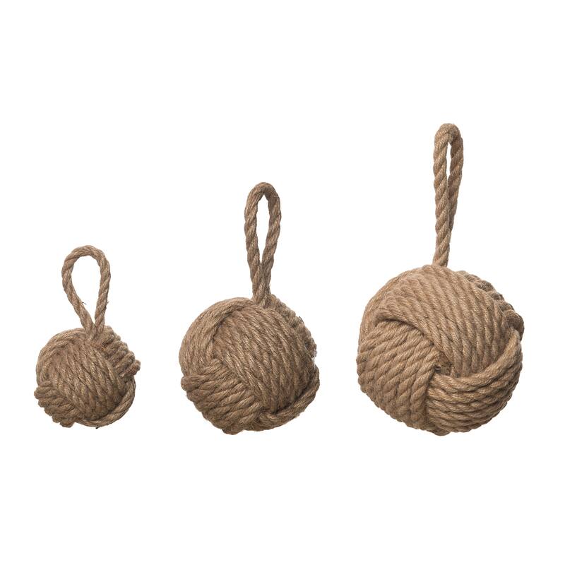 Transpac Foam 5.3 in. Brown Spring Hanging Knot Set of 3