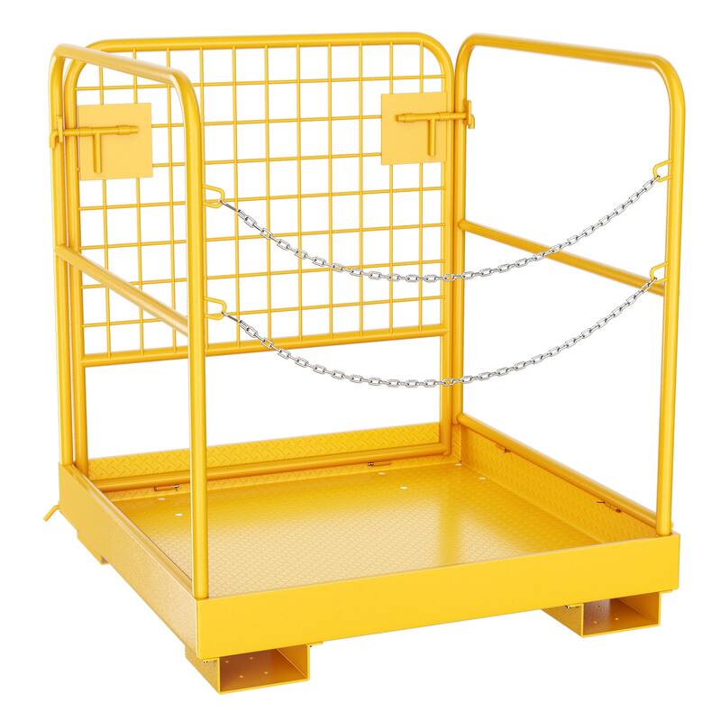 Forklift Safety Cage, 36"x36" Forklift Man Basket Foldable Forklift Work Platform with Double Chain Guardrail for Aerial Work - No Steel
