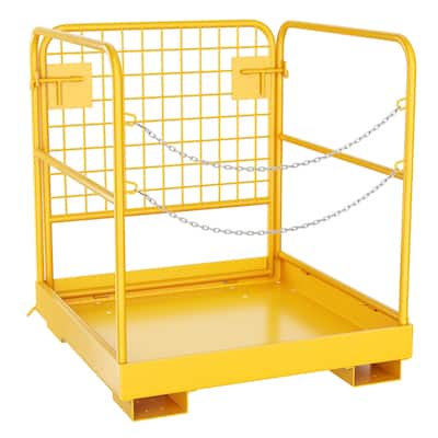 Forklift Safety Cage, 36"x36" Forklift Man Basket Foldable Forklift Work Platform with Double Chain Guardrail for Aerial Work