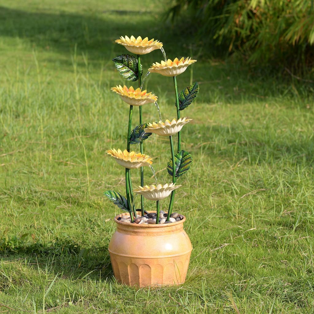 Cascading Sunflower Outdoor Garden Water Fountain - 33.75"