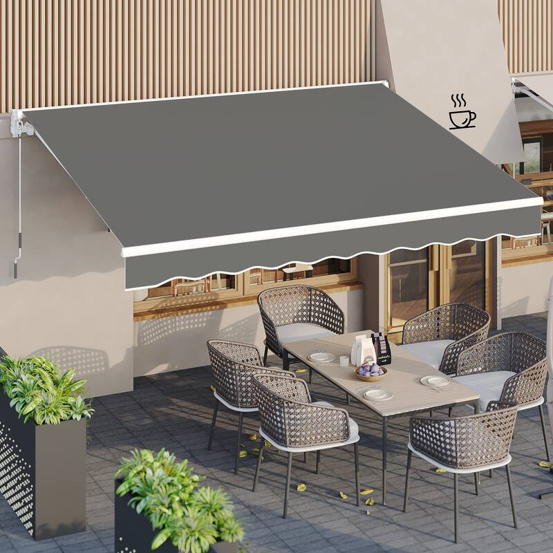 AECOJOY Manual Retractable Patio Awning Outdoor Sunshade Shelter (Cover Only)