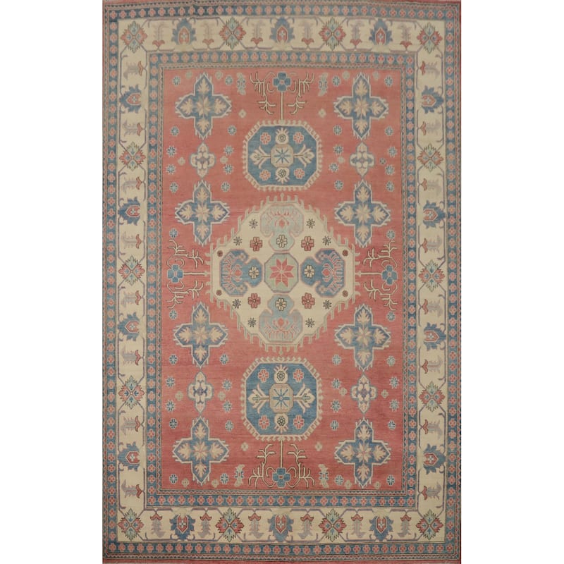 Hand Knotted Oriental 100% Wool Carpet Traditional Geometric Oranges & Rust Kazak Area Rug - 12' 0'' X 8' 11''