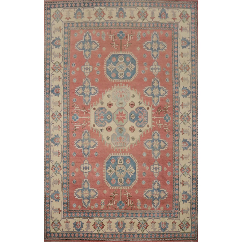 Hand Knotted Oriental 100% Wool Carpet Traditional Geometric Oranges & Rust Kazak Area Rug - 12' 0'' X 8' 11''
