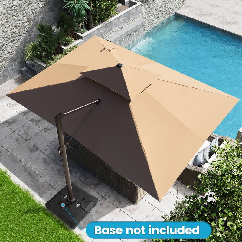 10 x 13 Feet Double Top Rectangular Patio Offset Cantilever Umbrella Aluminum with Crank