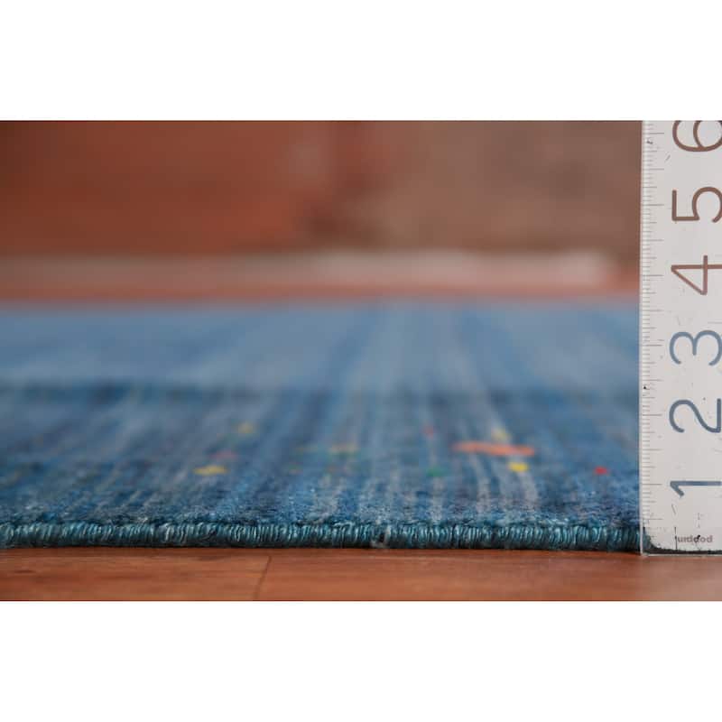 Hand Knotted Oriental 100% Wool Carpet Tribal Tribal Navy Blue & Blues Gabbeh Area Rug - 9' 10'' X 7' 10''