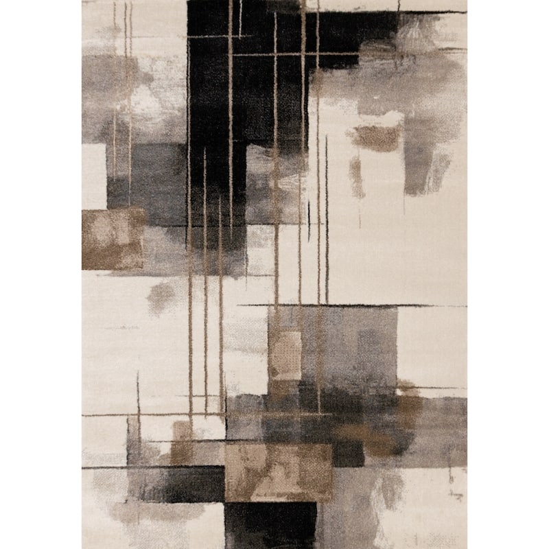 Shade White Black Taupe Brown Modern High-Traffic Rug