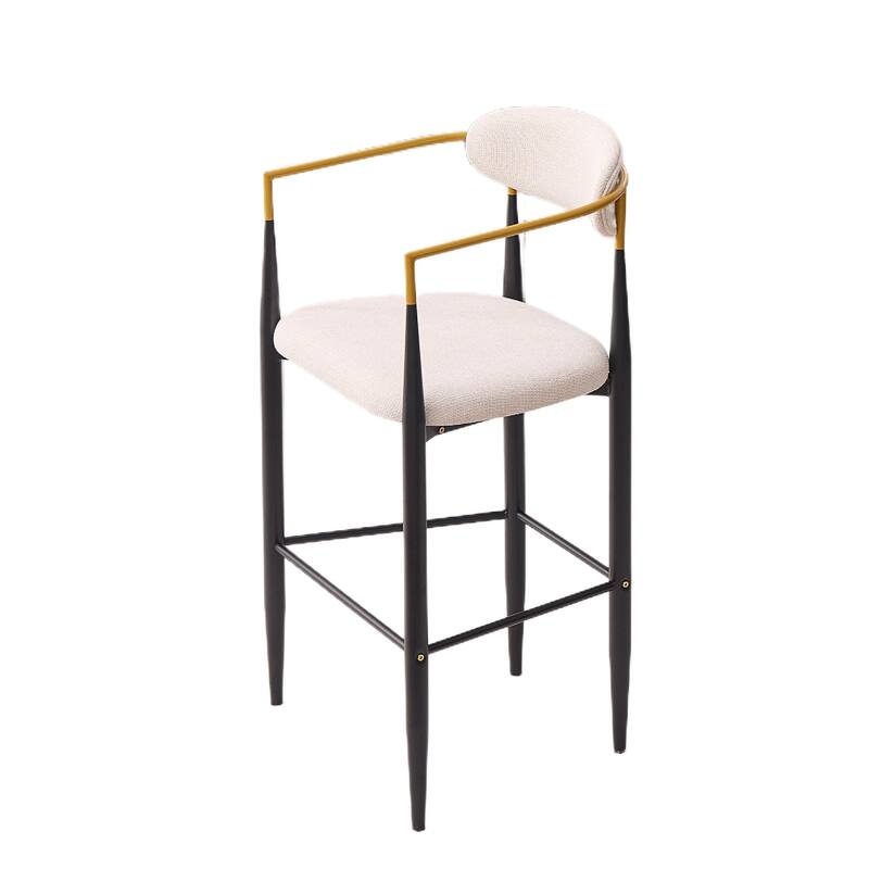Modern Upholstered Bar Stool with Gold-Accented Armrests - 23" Seat Height,Ergonomic Design for Kitchen Island,2PCS/CTN