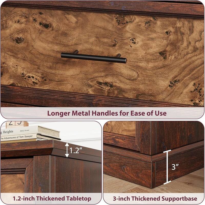 Farmhouse Double 6 Drawer Dresser for Bedroom, Living Room, Hallway