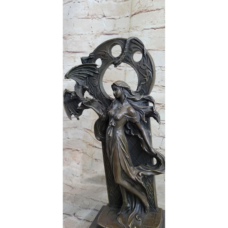 Celtic Dragon Lady Bronze Sculpture - Mythological Fantasy Art