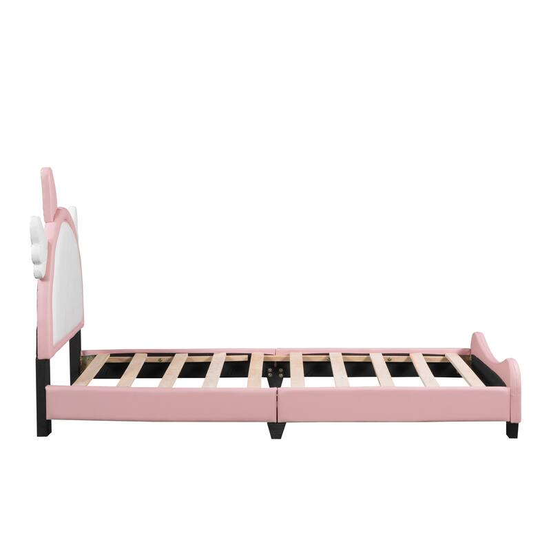 PU Leather Unicorn Platform Bed with Headboard