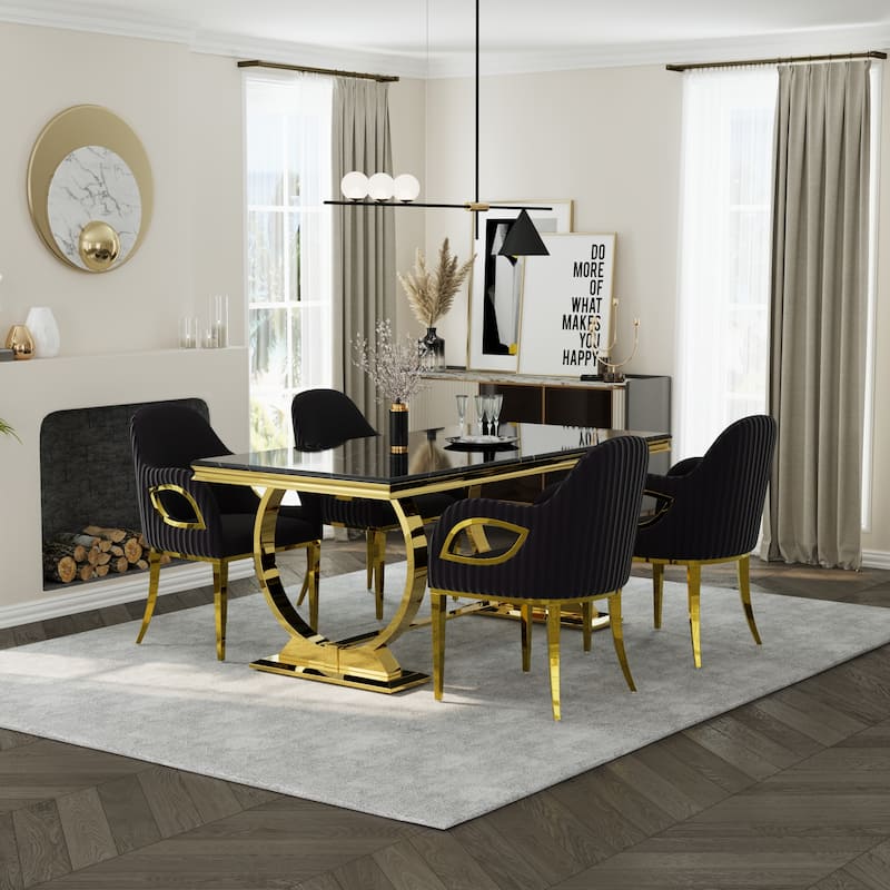 Dining Table Set with Arm Dining Chairs