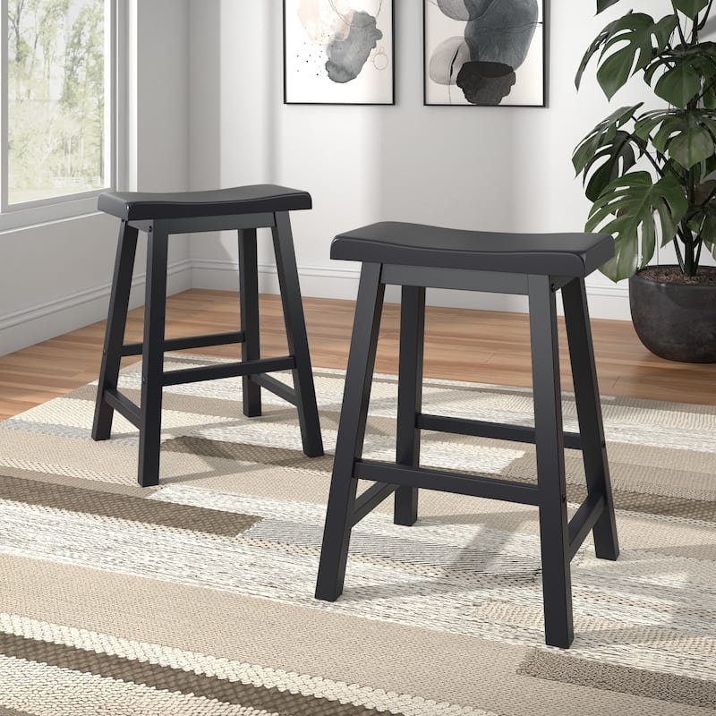 Cadiz Saddle Seat 24" Counter Height Backless Stools (Set of 2) - Stool