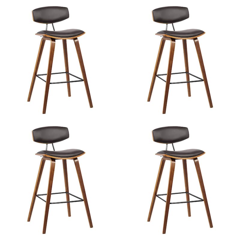 Fox Mid-Century Bar Stool, Upholstered Counter Height Chair with Bentwood Legs