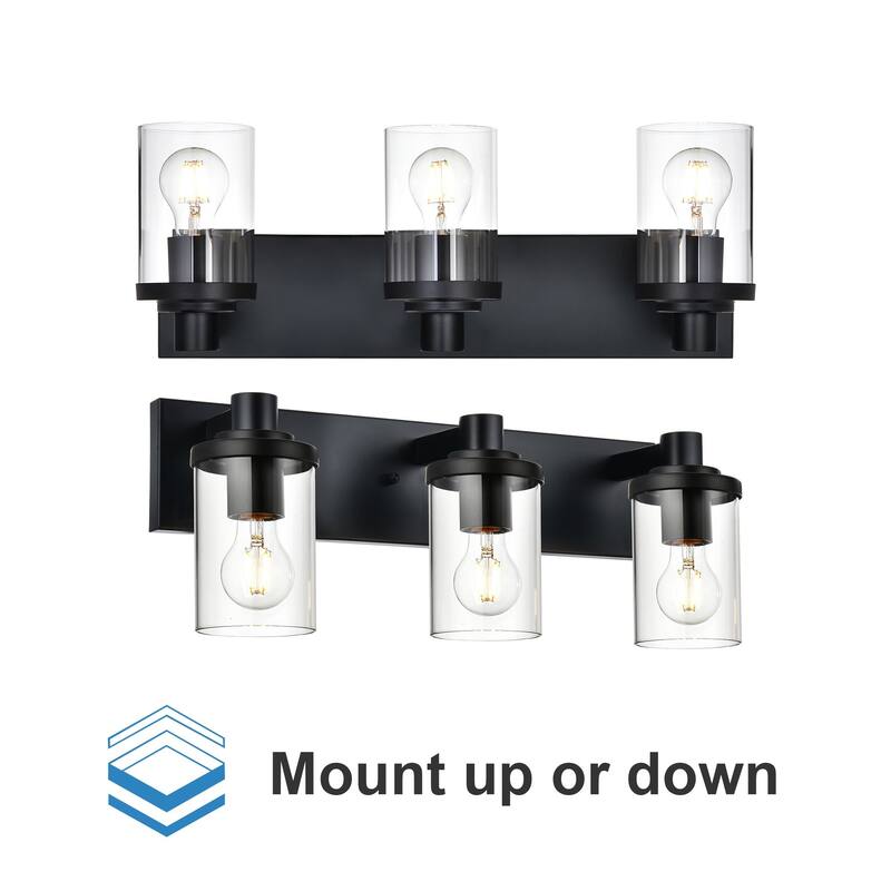 3-Light Vintage Bathroom Vanity Light with Clear Glass Shades
