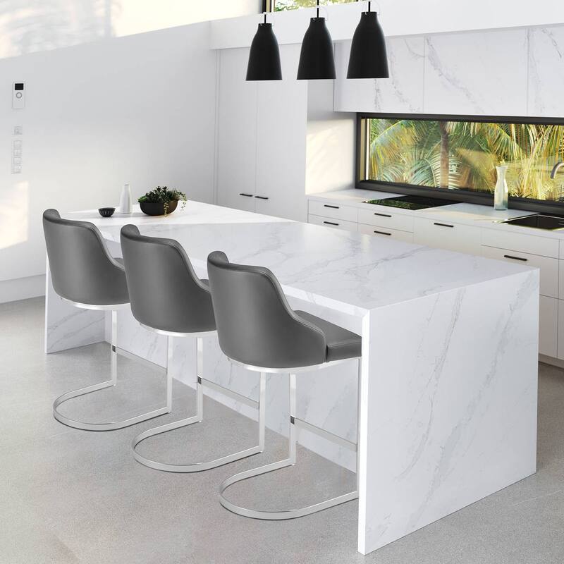 25.8'' Velvet/Leather Counter Height Bar Stools, Set of 2/3 - 36.6"H x 18.9"W x 20.5"D