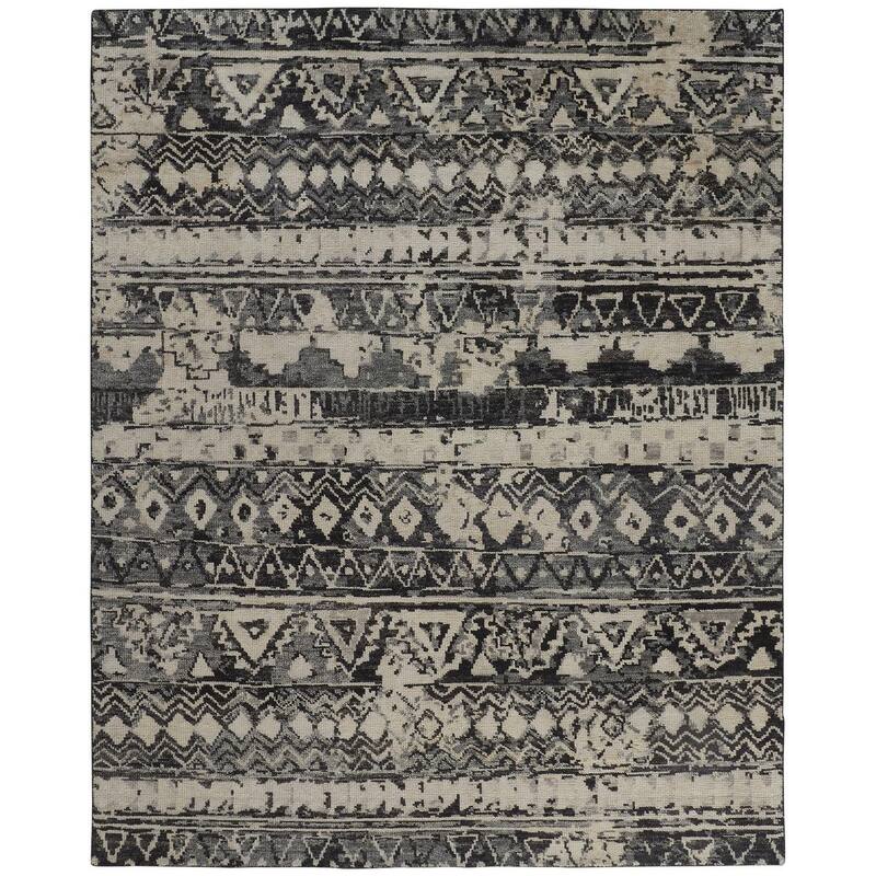 Scottsdale Luxe Hand Knot Accent Rug, Charcoal Gray/Light Beige - 2' x 3' - Cool Gray/Charcoal Gray/Pebble Gray