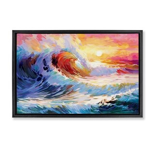 Stupell Sunrise over Ocean Wave Framed Floater Canvas Wall Art Design ...