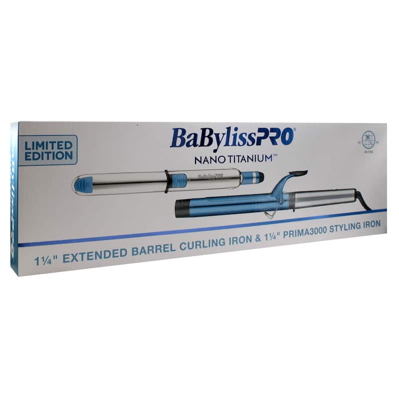 BaByliss Pro Prima3000 1¼" Styling Iron & 1¼" Extended Barrel Curling Iron Combo BNTPP54UC - Blue