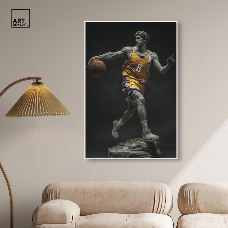 Basketball Yellow Uniform Canvas by Art Remedy