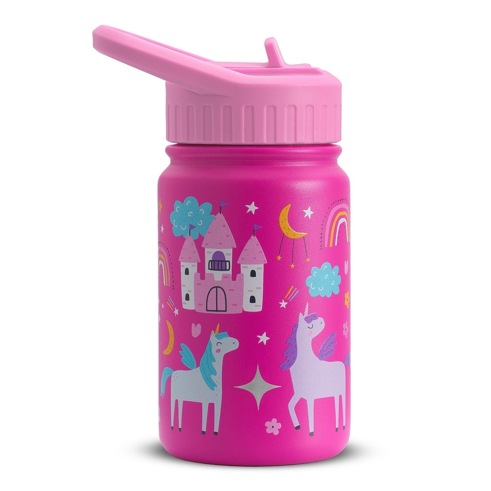 Stainless Steel Kids Water Bottle with Straw Lid - 12 oz