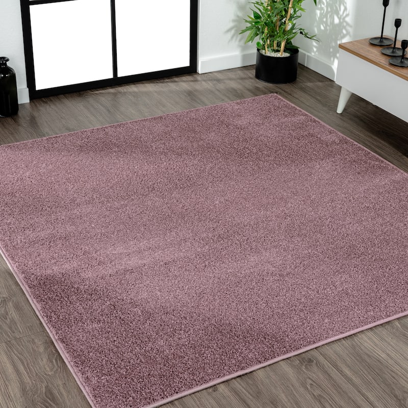 JONATHAN Y Tumbling Solid Low-Pile Area Rug - 9' Square - Light Purple
