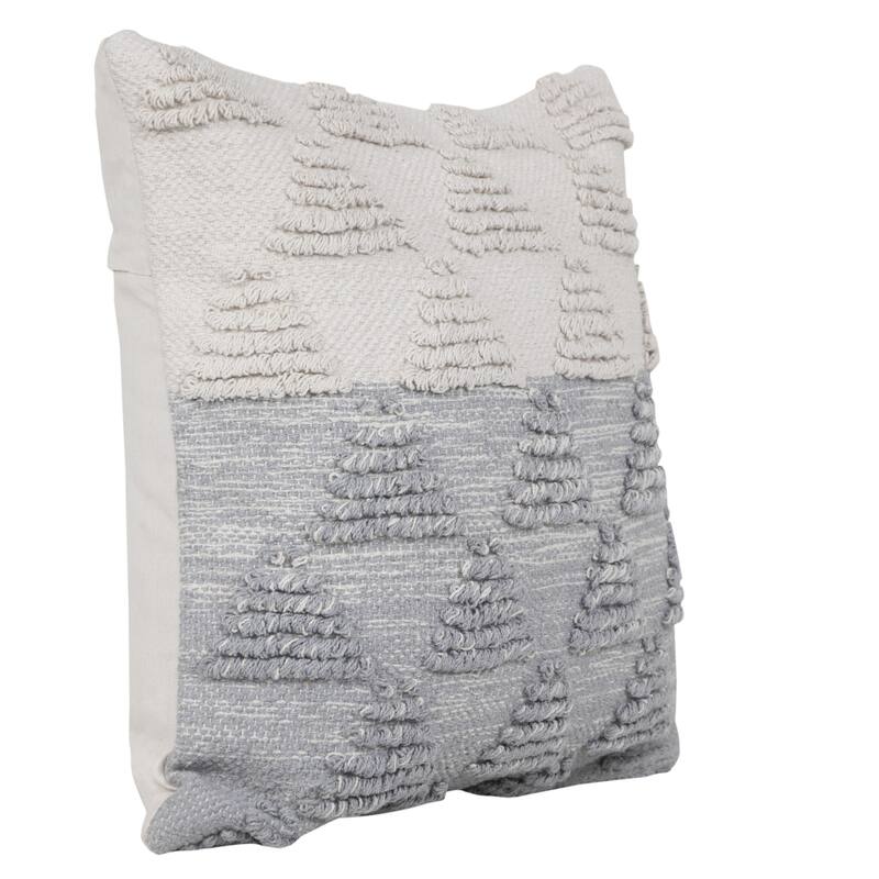 Handwoven Textured Geometric Square Throw Pillow - 18" - Gray and White