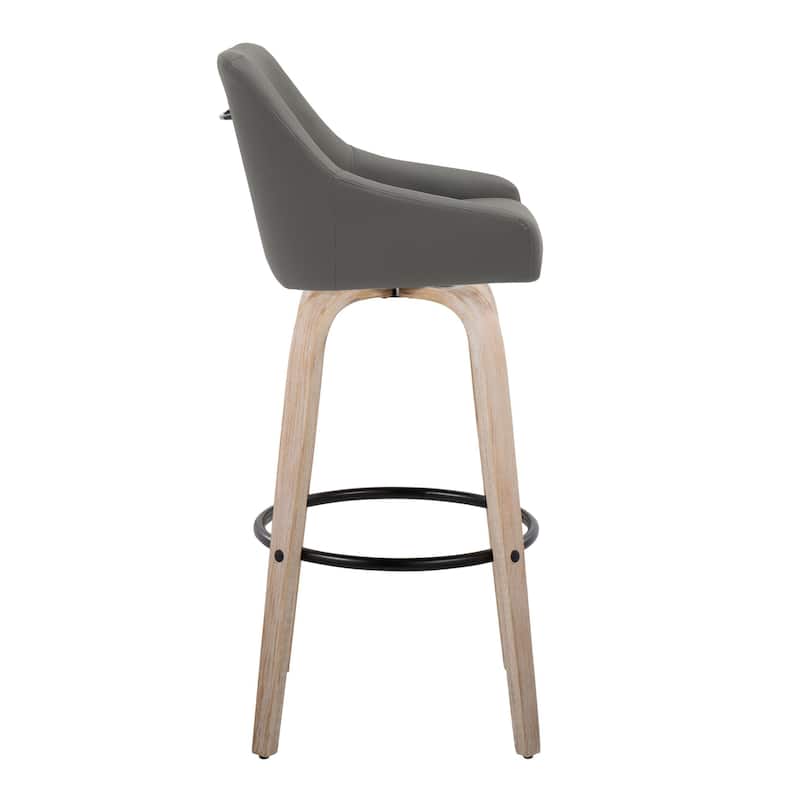 The Gray Barn Hadley 30" Fixed-Height Bar Stool with Bent Wood Legs & Round Footrest (Set of 2)
