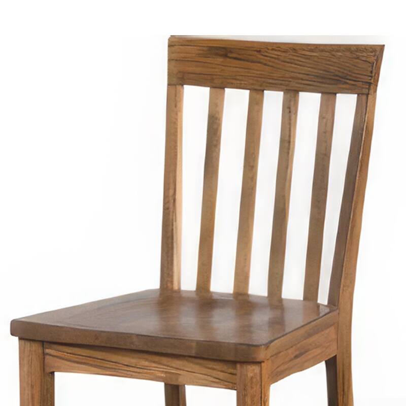 Marv Counter Height Chair Set of 2, Wooden Seat, Oak Brown Wood Finish