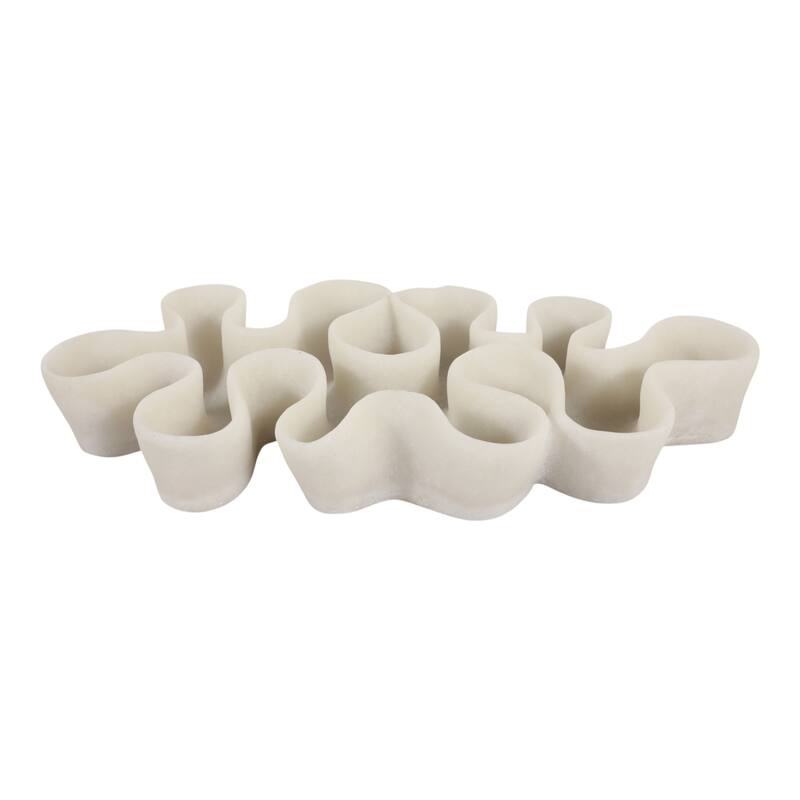 Resin Decorative Bowl Wave-Shaped Modern Sculptural Design - 21" White - 21.25" x 11" x 3.25"