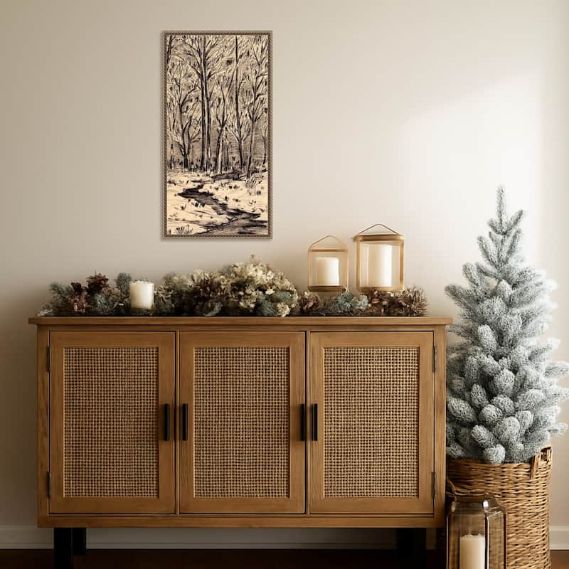 First Sunlight I by Melissa Wang (14 x 27 in.), Framed Canvas Wall Art Print - Sylvie Beaded Dark Gold