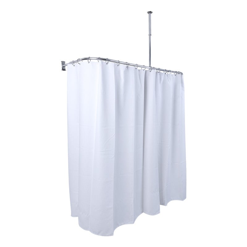 Utopia Alley Rustproof Aluminum D-shape Shower Curtain Rods 60 Inch Large Size by 25 Inch, with White Shower curtain 180x70 inch
