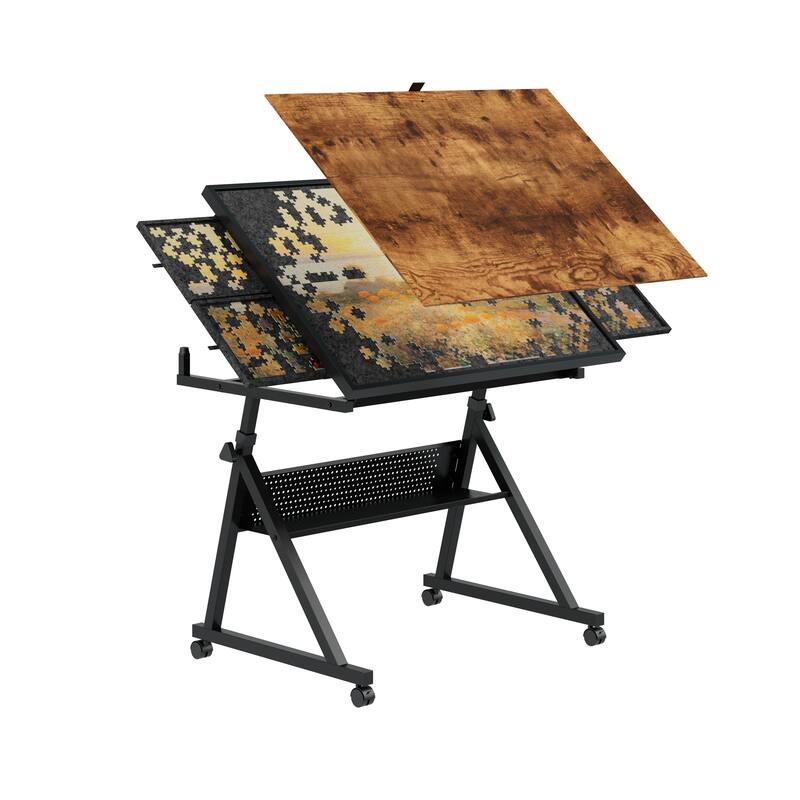 1500 pieces Jigsaw Puzzle metal Table board for adults gift with 4 trays(black)