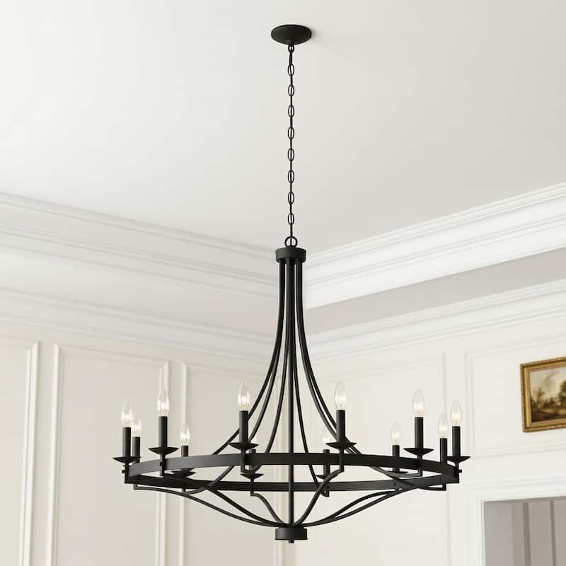 Acroma 12-light Modern Farmhouse Empire Wagon Wheel Chandelier with UL