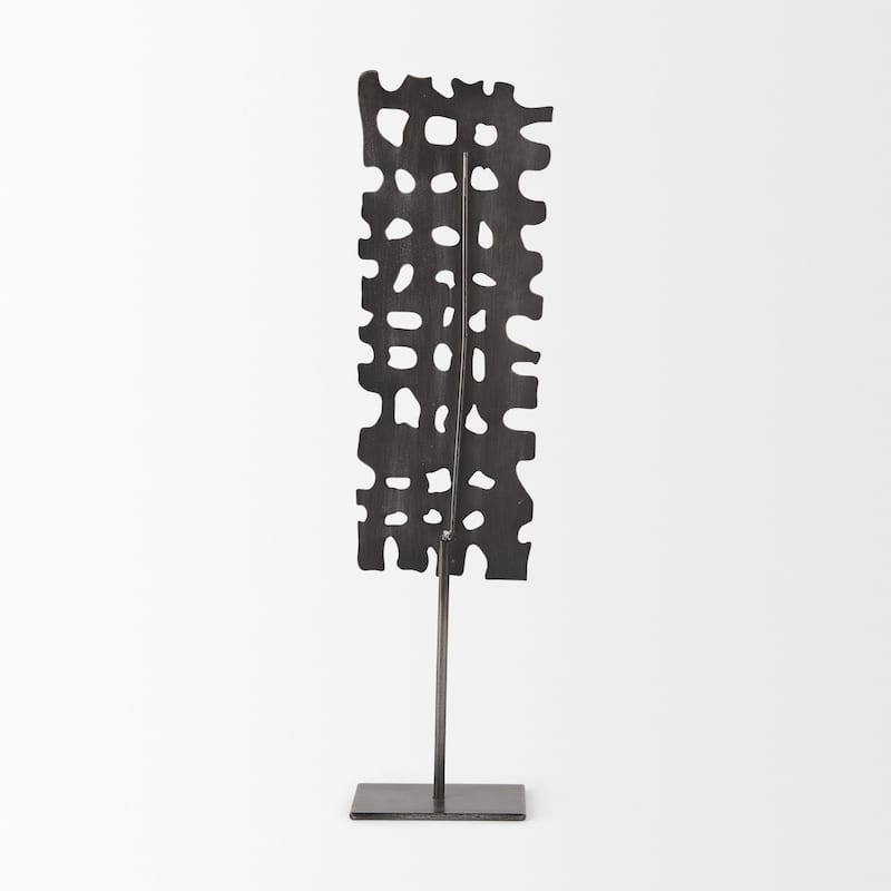 HomeRoots 21" Gray Metal Tabletop Sculpture - 3" W x 5" D x 21" H