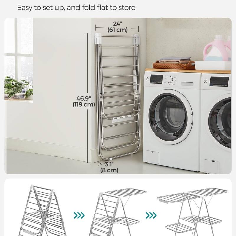 Clothes Drying Rack, Foldable 2-Level Laundry Drying Rac - 2 Tiers（22"D x 61.8"W x 64.3''H )