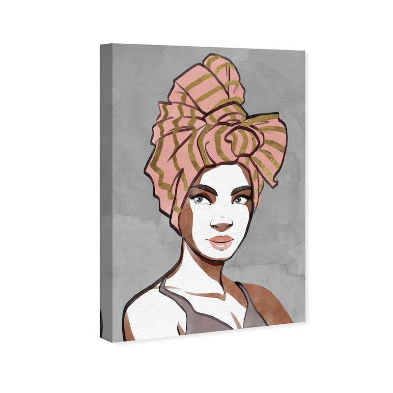Wynwood Studio Canvas Fashion and Glam Woman of Blush Wraps Orange and Glam Wall Art Canvas Print