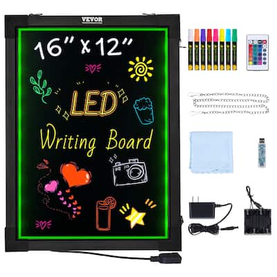 VEVOR 16x12 24x16 32x24 Inch LED Message Board Neon Chalkboard with 8 Markers & Remote for Home & Shop