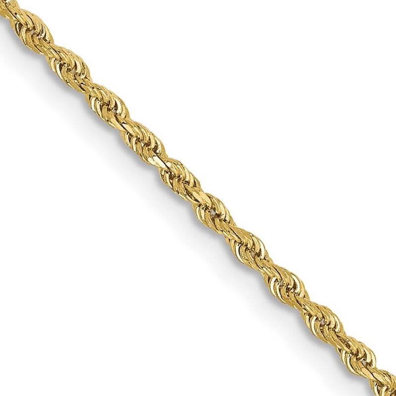 Curata 10k Yellow Gold 7" Solid 1.75mm Sparkle Cut Rope Chain Bracelet