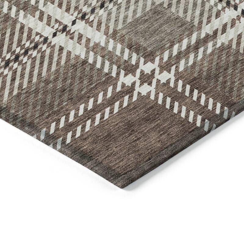 HomeRoots Plaid Transitional Rectangle Outdoor Rug