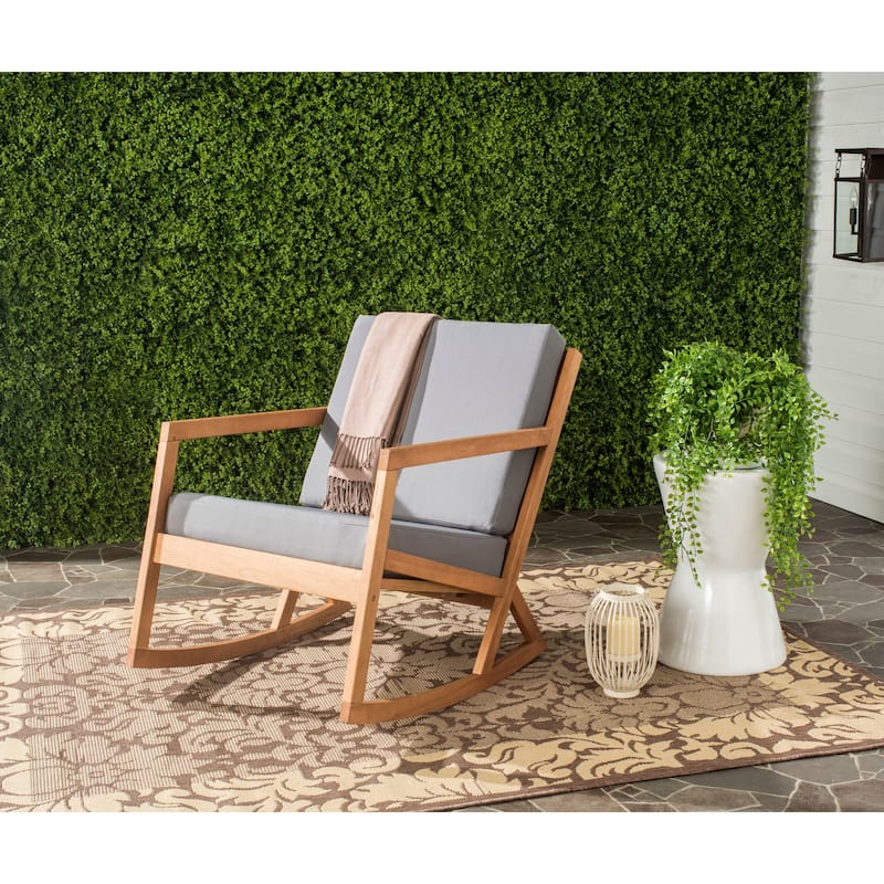 SAFAVIEH Outdoor Makaila Rocking Chair with Cushion - 26W x 31D x 38H
