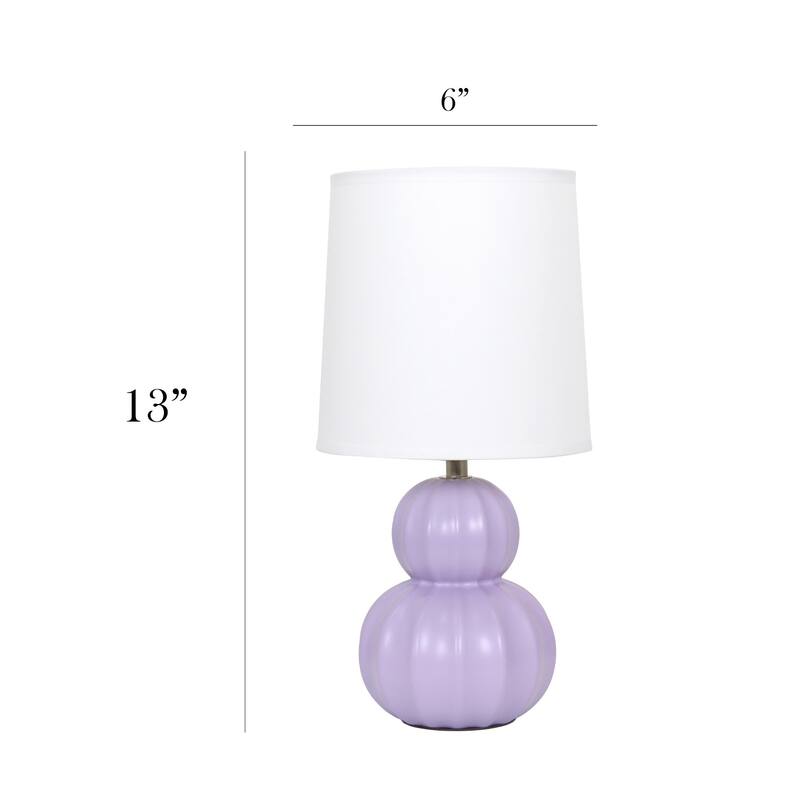 Stacked Double Gourd Ceramic Table Lamp with Tapered Shade - 12.5" - Lavender