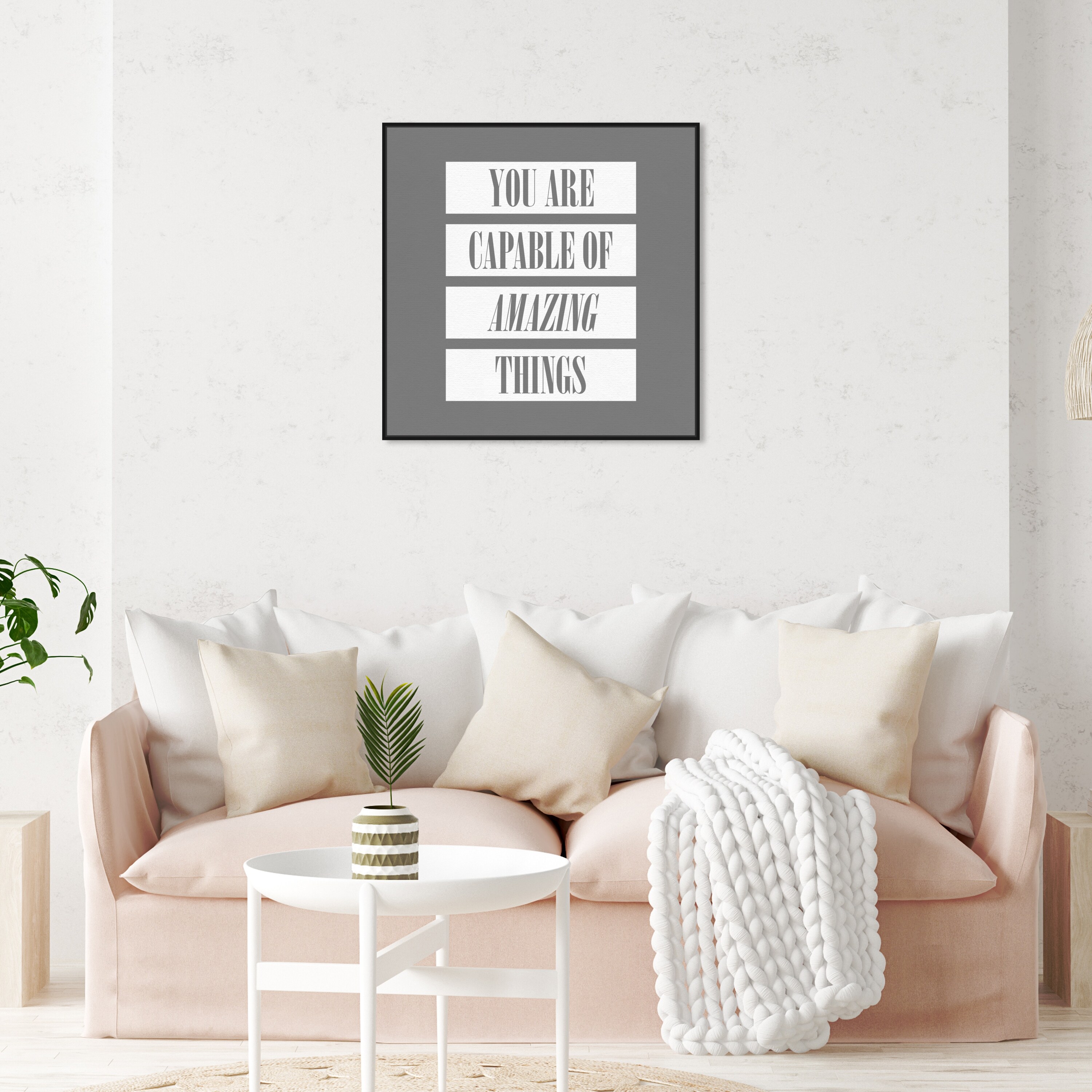 Oliver Gal 'Amazing Things' Typography and Quotes Wall Art Framed Canvas  Print Motivational Quotes and Sayings Gray, White Bed Bath  Beyond  32481046