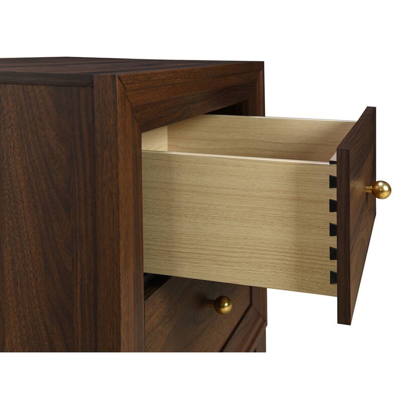 Anza Walnut 2-drawer Nightstand Bedside Table