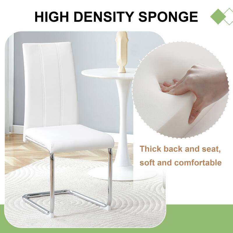 4-Pack PU Upholstered Dining Chairs - Modern High-Back Side Chairs with Sturdy Chrome-Plated Iron Tube Legs for Dining Room