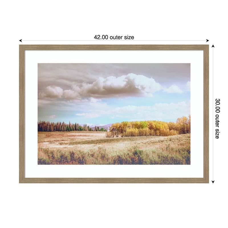 Wyoming Soft Fall Colors by Christy Berry Wood Framed Wall Art Print - Woodgrain Stripe Mocha - 42 x 30 in