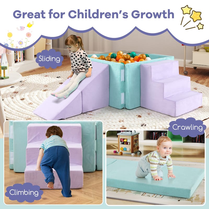 Gymax 3-in-1 Foam Climbing Blocks for Toddlers w/ Ball Pit for